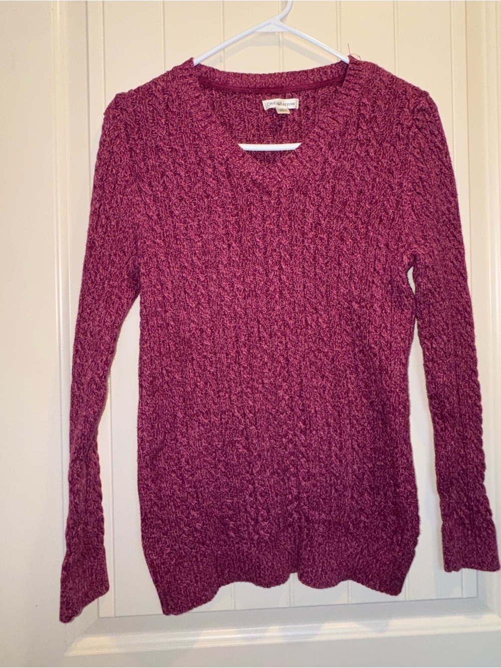 Cozy Cable Knit Women's Sweater - Deep Berry